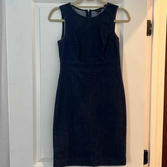 denim sheath dress ann taylor Ann Taylor Petite Denim Boatneck Shift Dress Size 2 Dark Enzyme Wash Women's